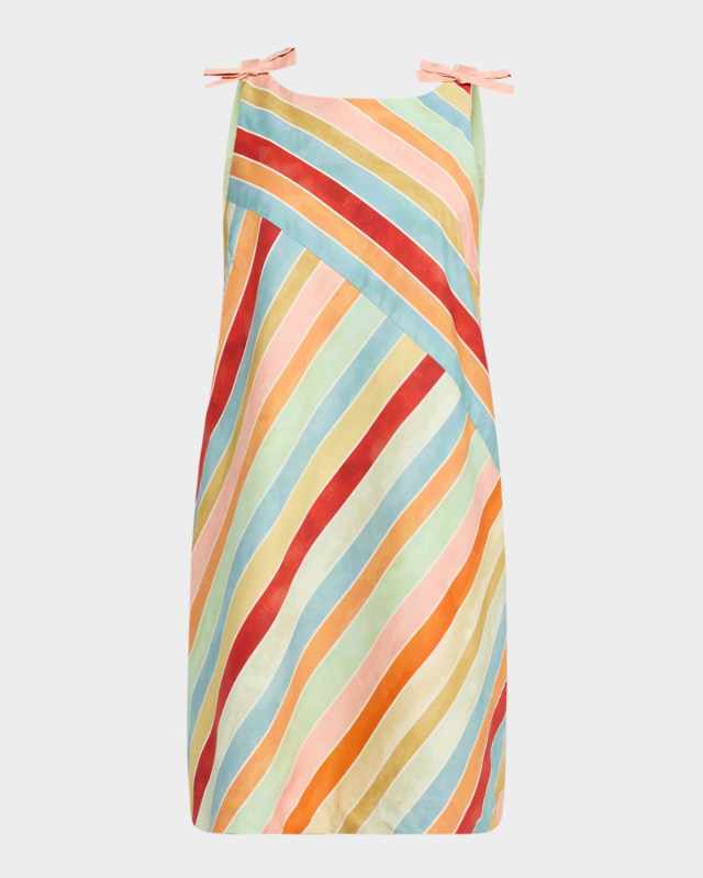 Payton Striped Bow-Embellished Mini Shift Dress